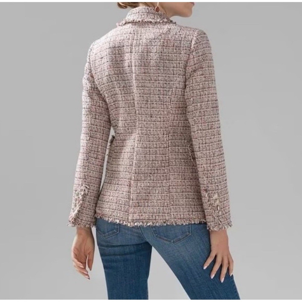 White House Black Market Pink Tweed Double Breasted Blazer Jacket - 10 - Picture 2 of 10